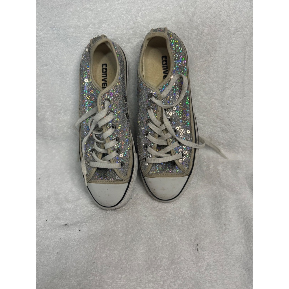 Converse Sneakers Sparkly Skate Surf Walking‎ Woman's Size 7 wedding